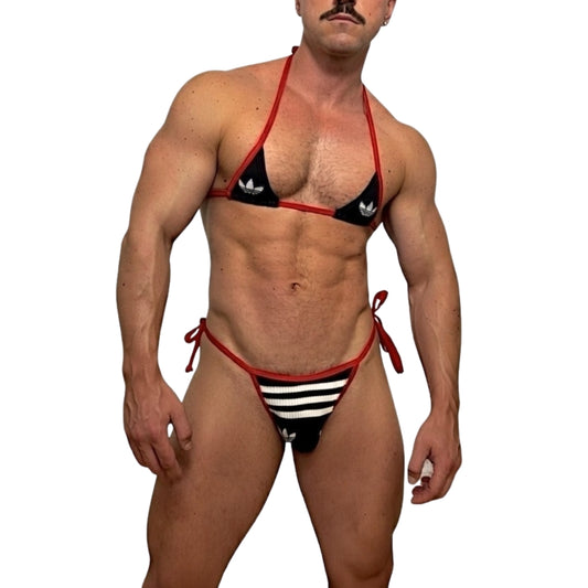 Adidas Originals Black/Red Bro Bra and Thong Set