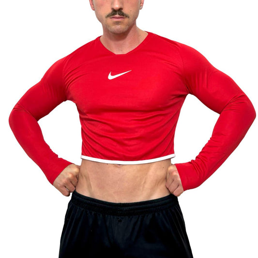 Nike Sport Red Long Sleeve Crop Top