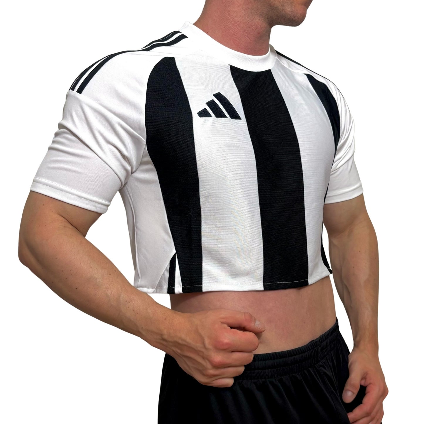 Adidas Black\White Stripe Crop Top