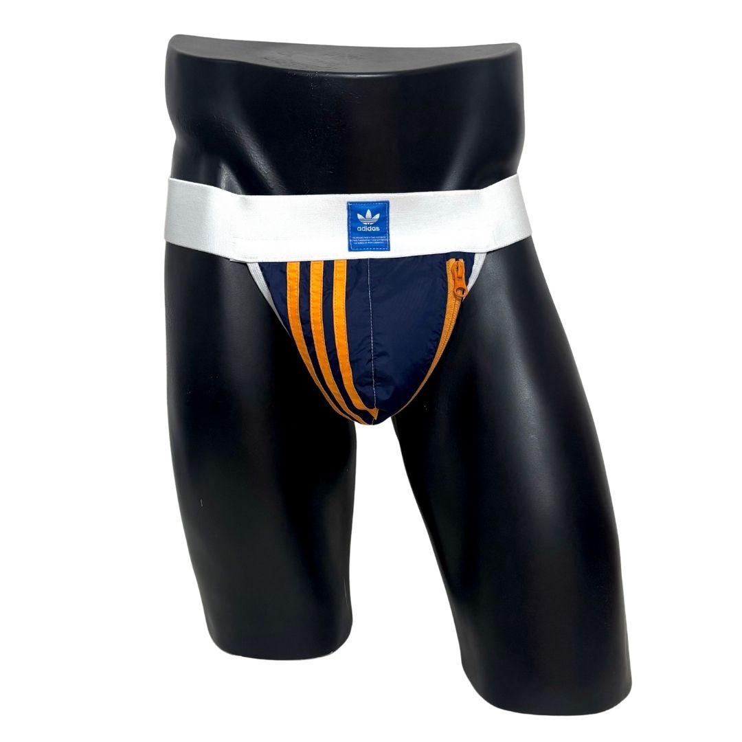 Adidas 3 Stripes Blue/Orange Pocket Jockstrap/Thong