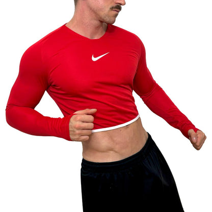 Nike Sport Red Long Sleeve Crop Top