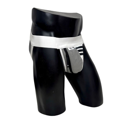 Adidas 3 Stripes Gray/White Pocket Jockstrap/Thong 2.0