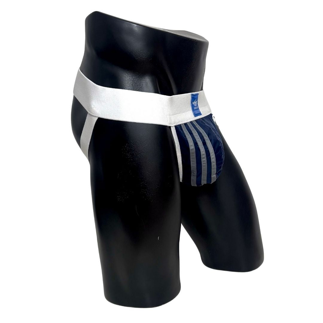 Adidas 3 Stripes Blue/Gray Pocket Jockstrap/Thong