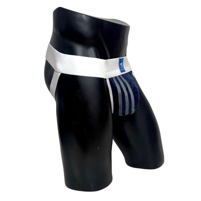 Adidas 3 Stripes Blue/Gray Pocket Jockstrap/Thong