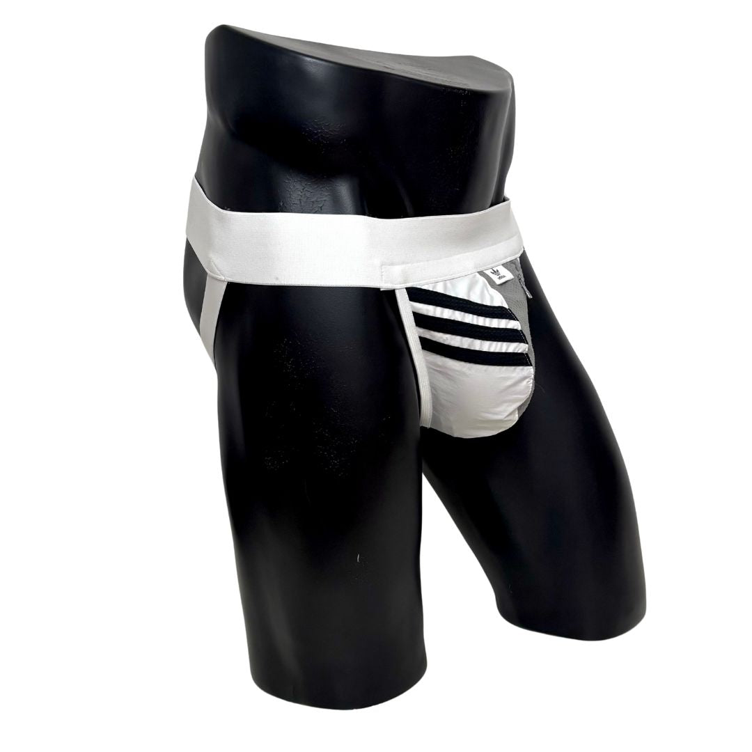 Adidas 3 Stripes Gray/White Pocket Jockstrap/Thong