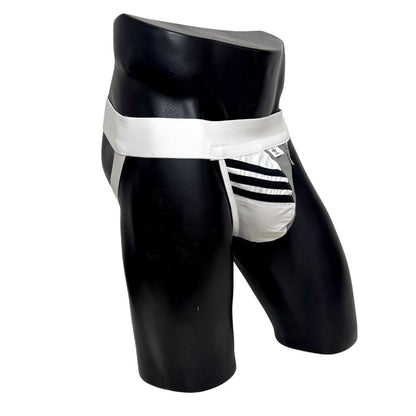 Adidas 3 Stripes Gray/White Pocket Jockstrap/Thong