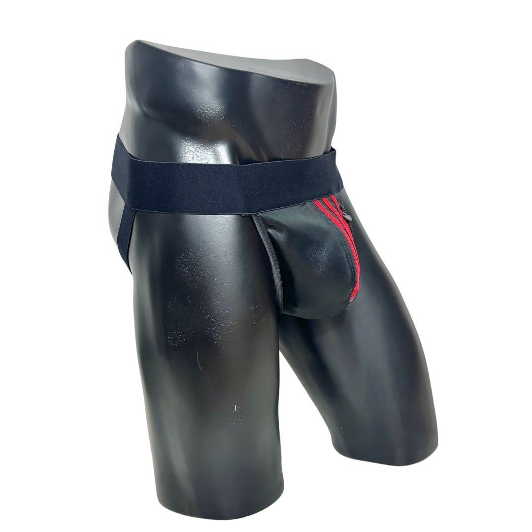 Adidas 3 Stripes Red and Black Pocket Jockstrap/Thong