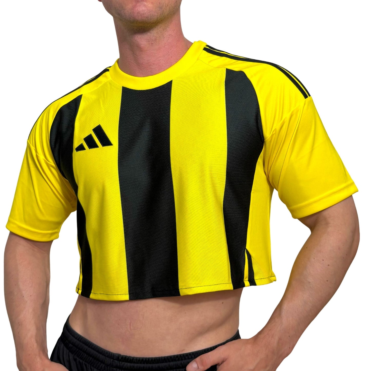Adidas Yellow\Black Stripe Crop Top