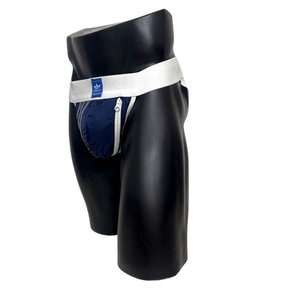 Adidas 3 Stripes Blue/Gray Pocket Jockstrap/Thong