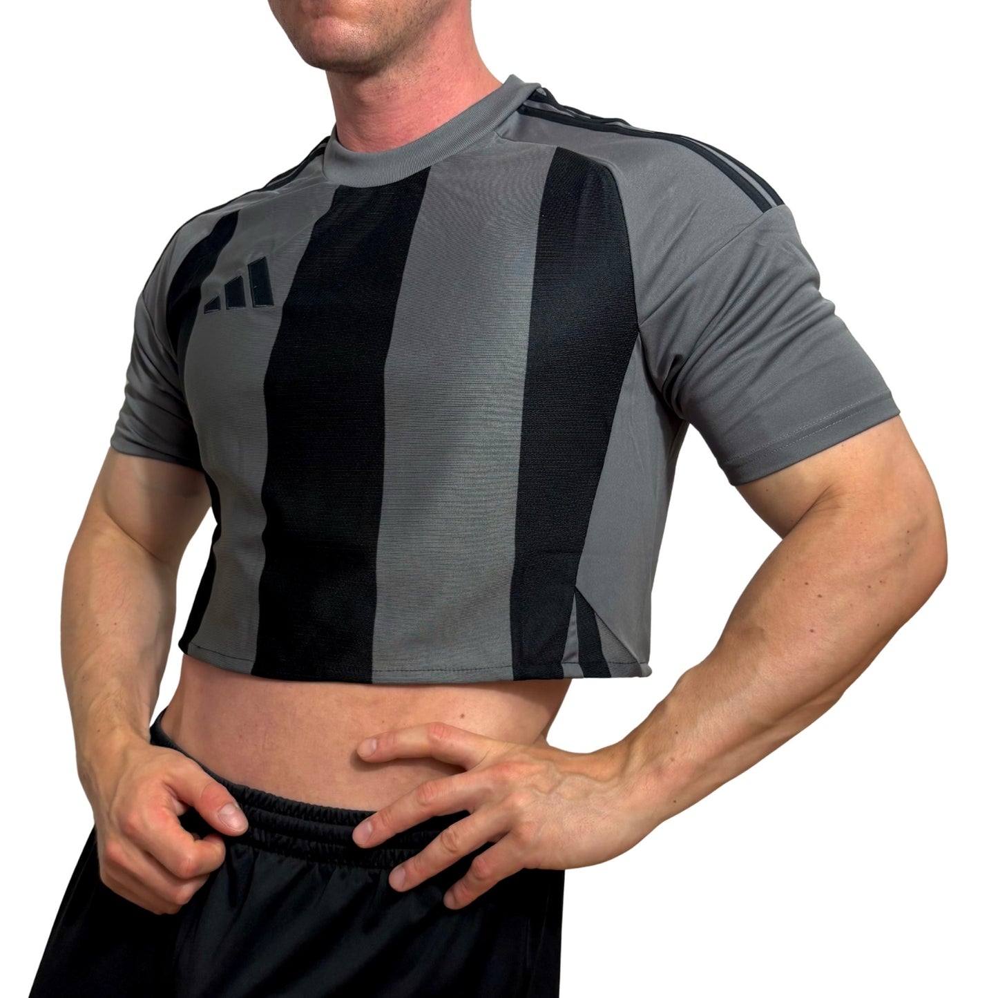 Adidas Gray\Black Stripe Crop Top