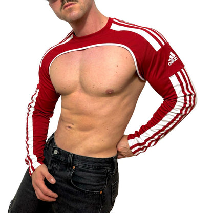 Adidas Sport Shoulders Crop Top Long Sleeves Red