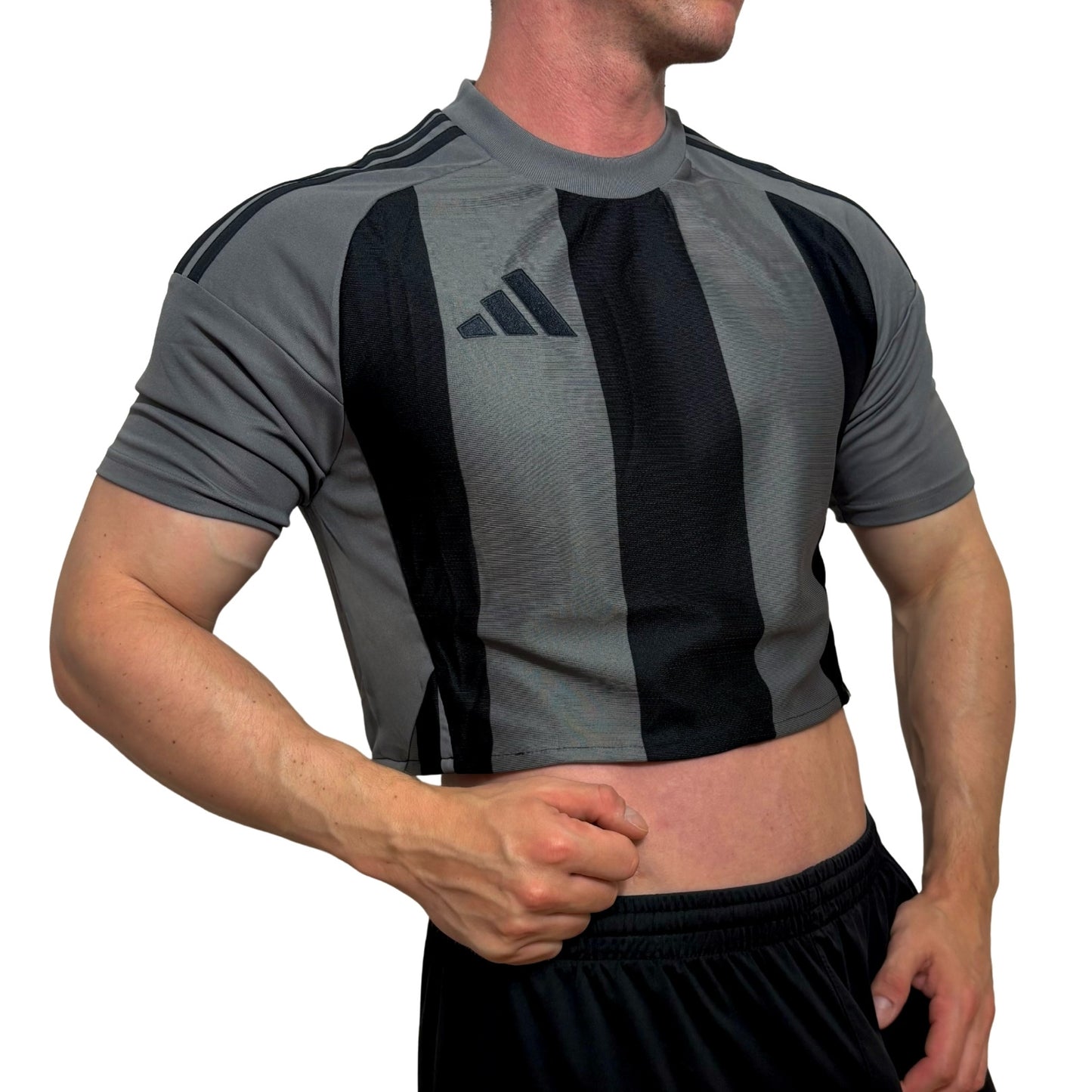 Adidas Gray\Black Stripe Crop Top