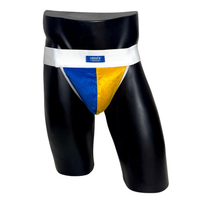 Adidas Glossy Logo All Over Blue/Yellow Jockstrap/Thong