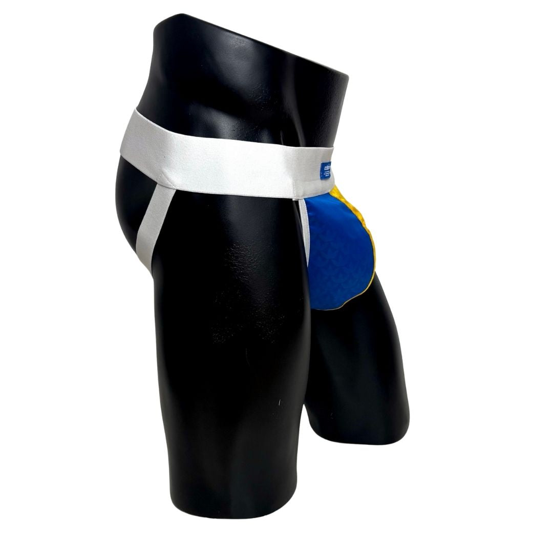 Adidas Glossy Logo All Over Blue/Yellow Jockstrap/Thong