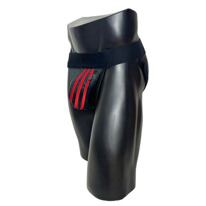 Adidas 3 Stripes Red and Black Pocket Jockstrap/Thong