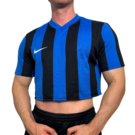 Nike Blue/Black Stripe Crop Top
