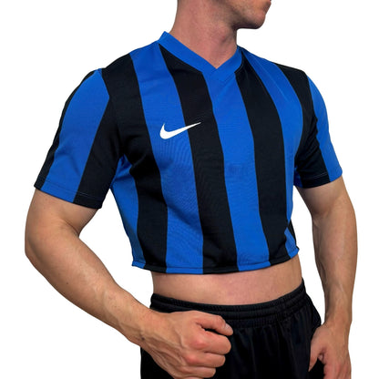 Nike Blue/Black Stripe Crop Top