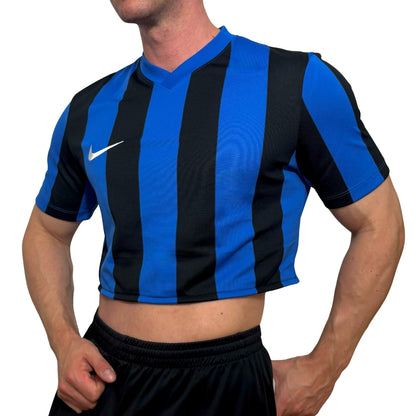 Nike Blue/Black Stripe Crop Top