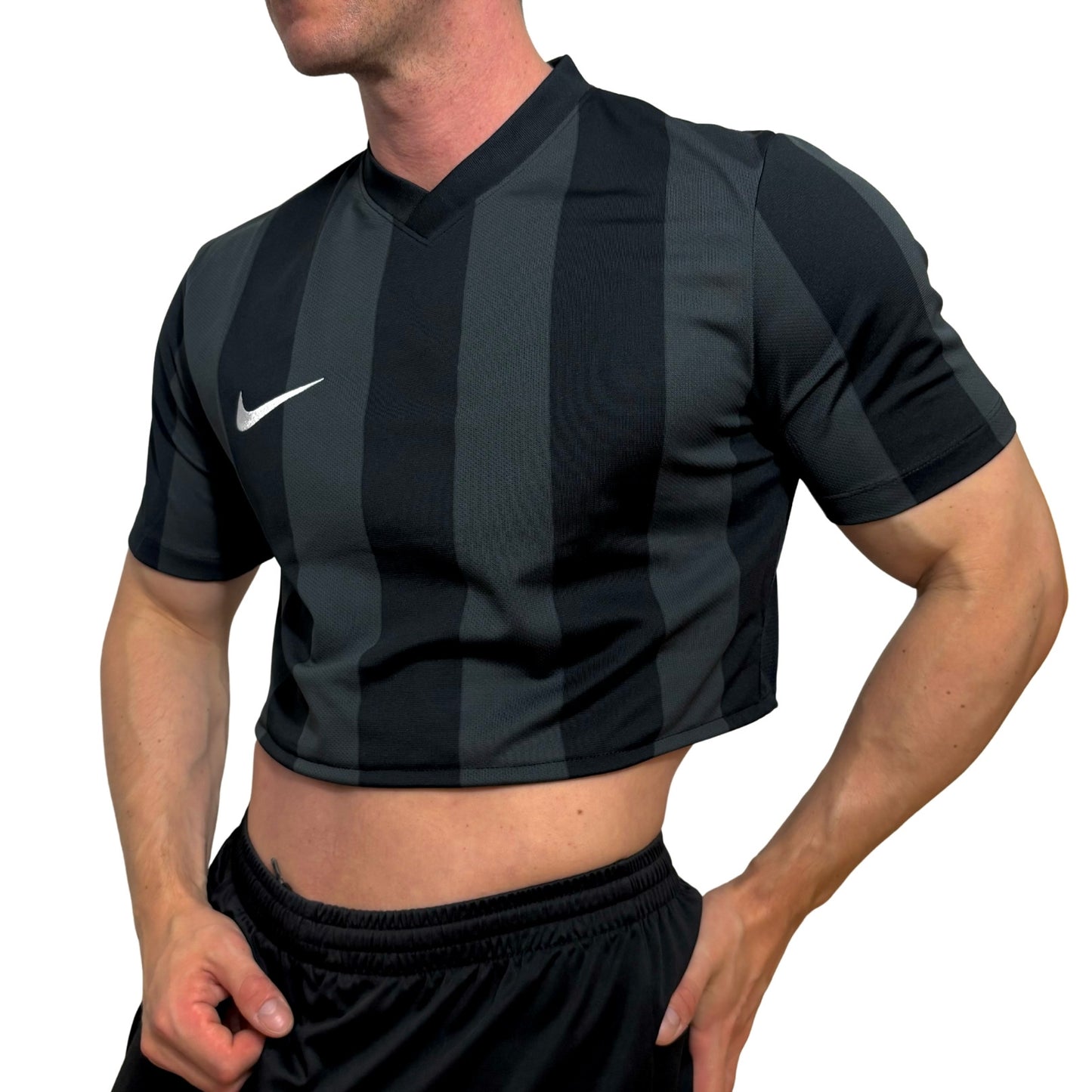 Nike Gray/Black Stripe Crop Top