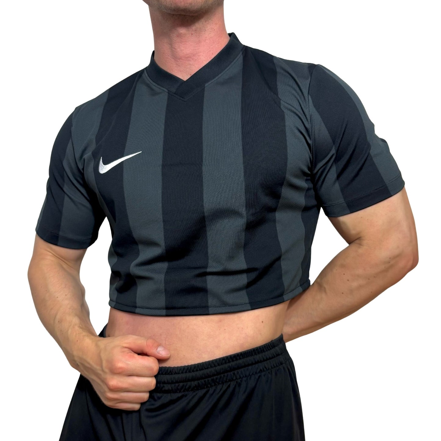 Nike Gray/Black Stripe Crop Top