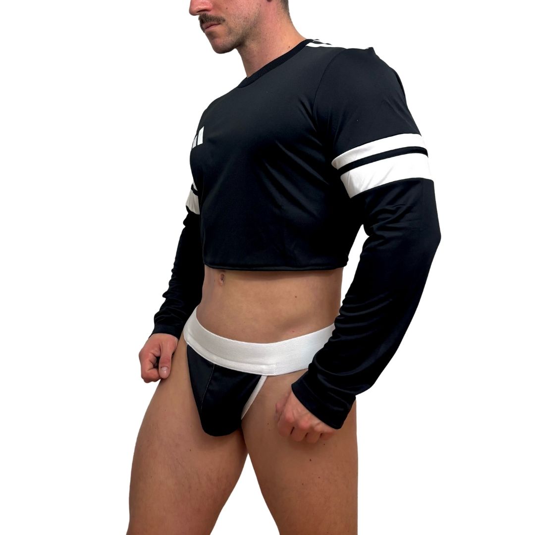 Adidas Neo Long Sleeve Black Crop Top Look