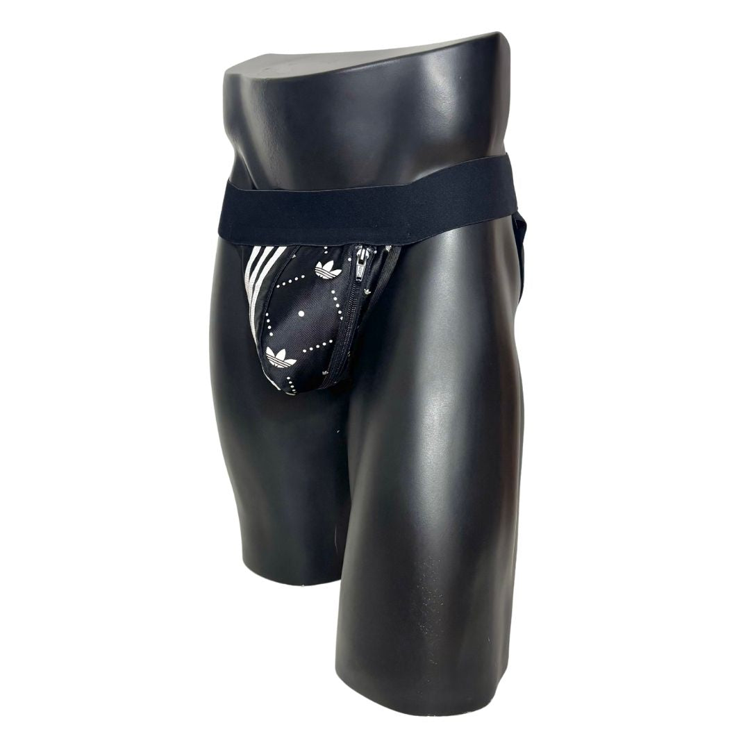 Adidas 3 Stripes All Over Logo Print Pocket Jockstrap/Thong