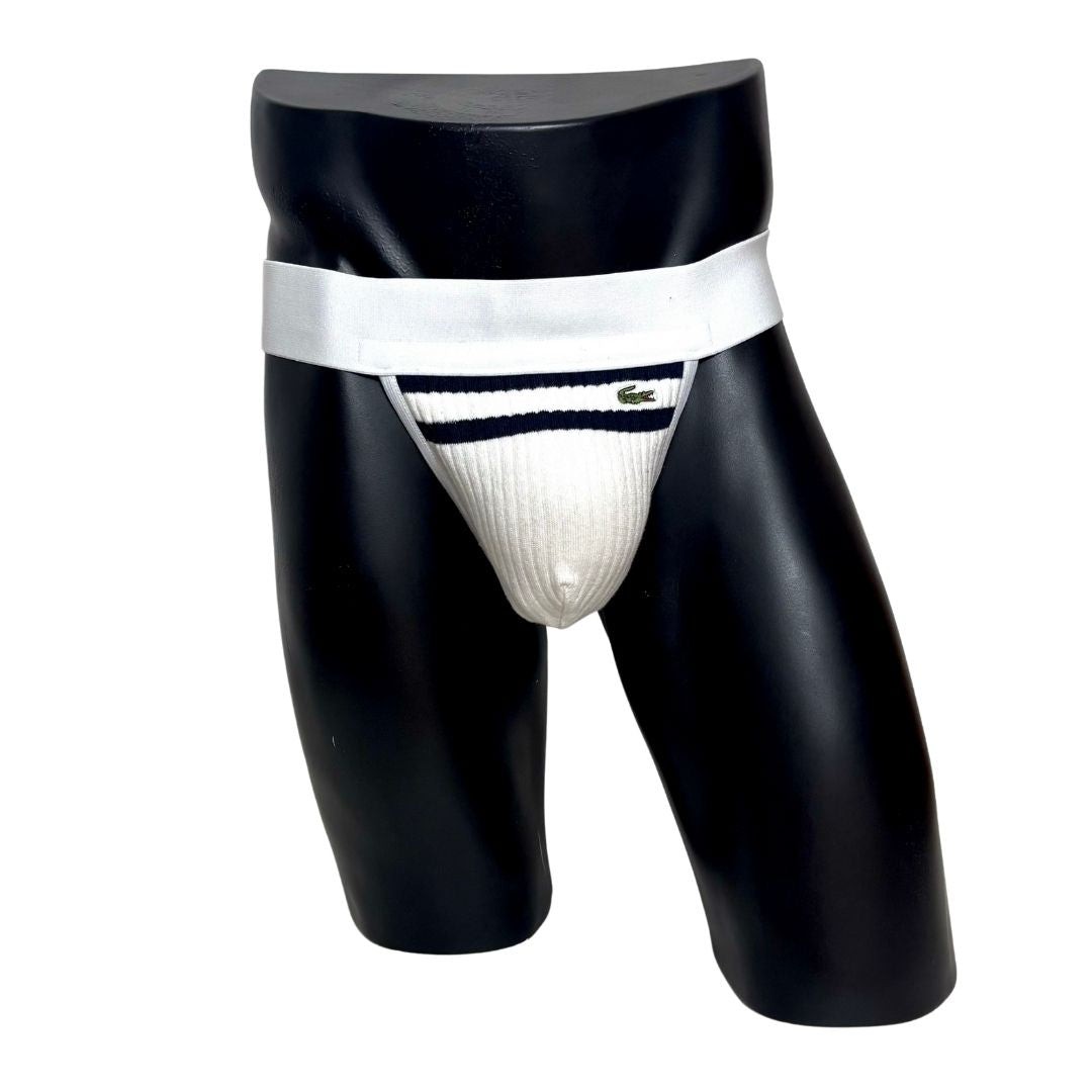 Lacoste White Crocodile Socks Jockstrap/Thong