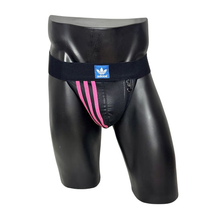 Adidas 3 Stripes Hot Pink Logo Pocket Jockstrap/Thong