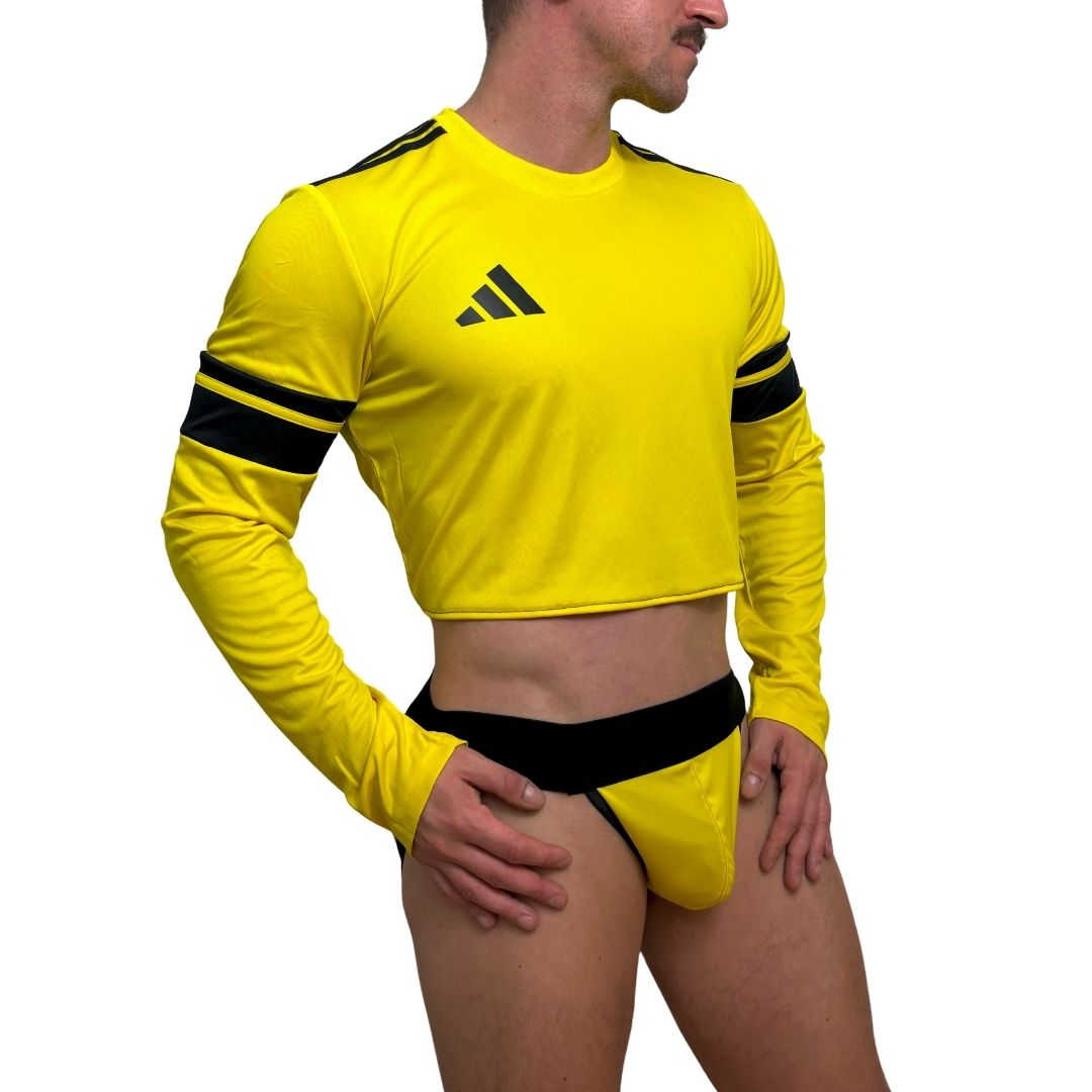 Adidas Neo Long Sleeve Yellow Crop Top Look