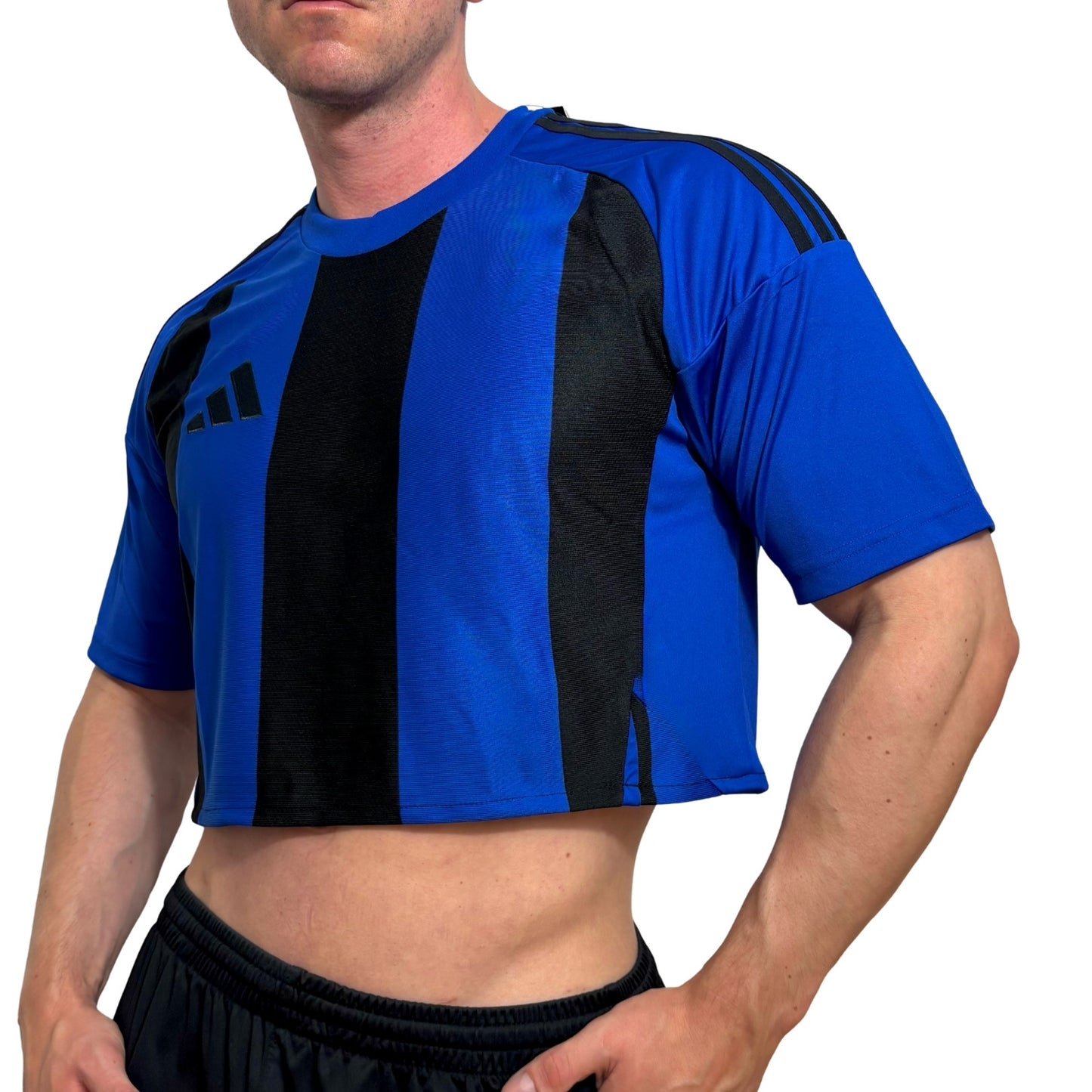 Adidas Blue\Black Stripe Crop Top