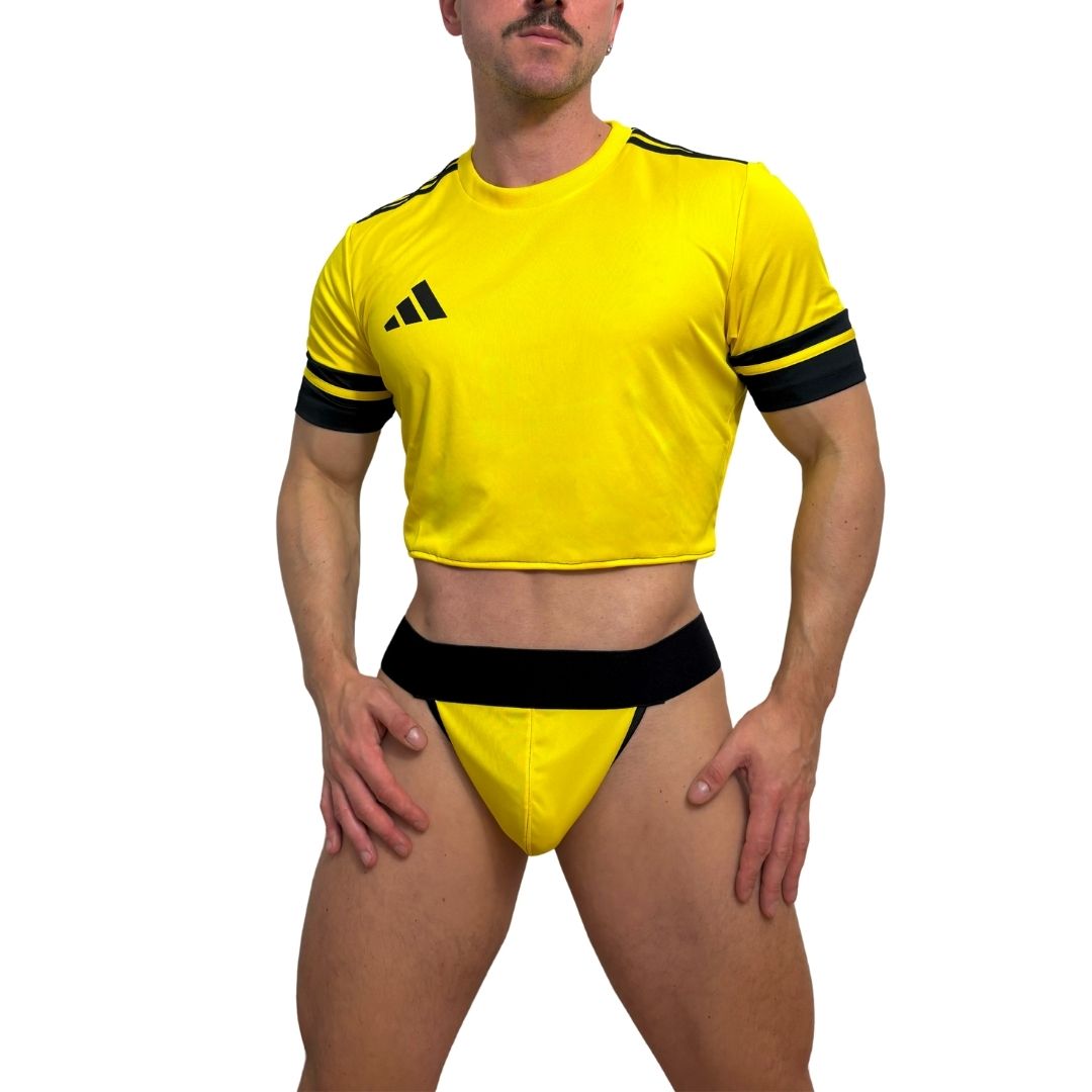 Adidas Neo Short Sleeve Yellow Crop Top Look