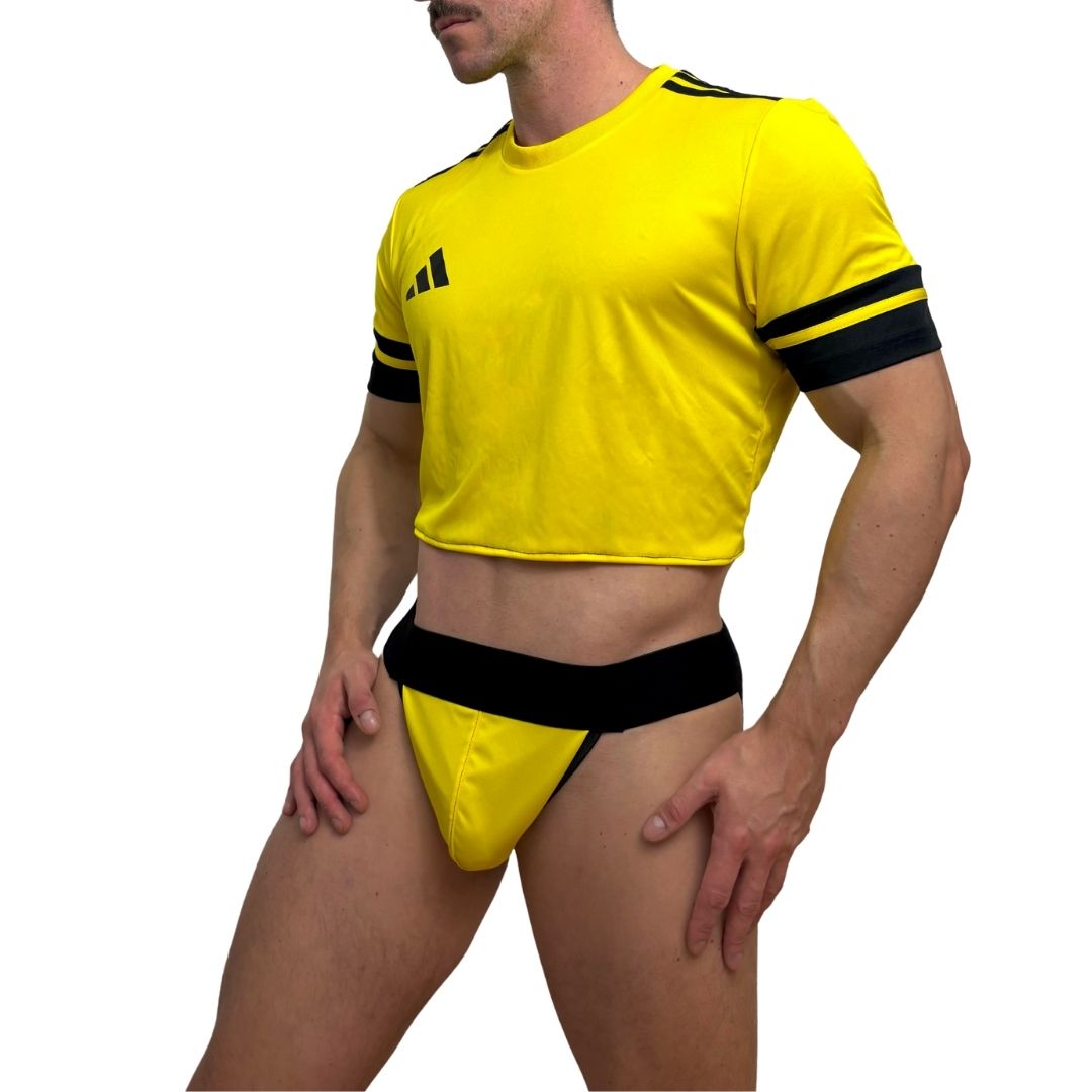 Adidas Neo Short Sleeve Yellow Crop Top Look
