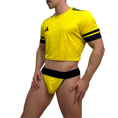 Adidas Neo Short Sleeve Yellow Crop Top Look