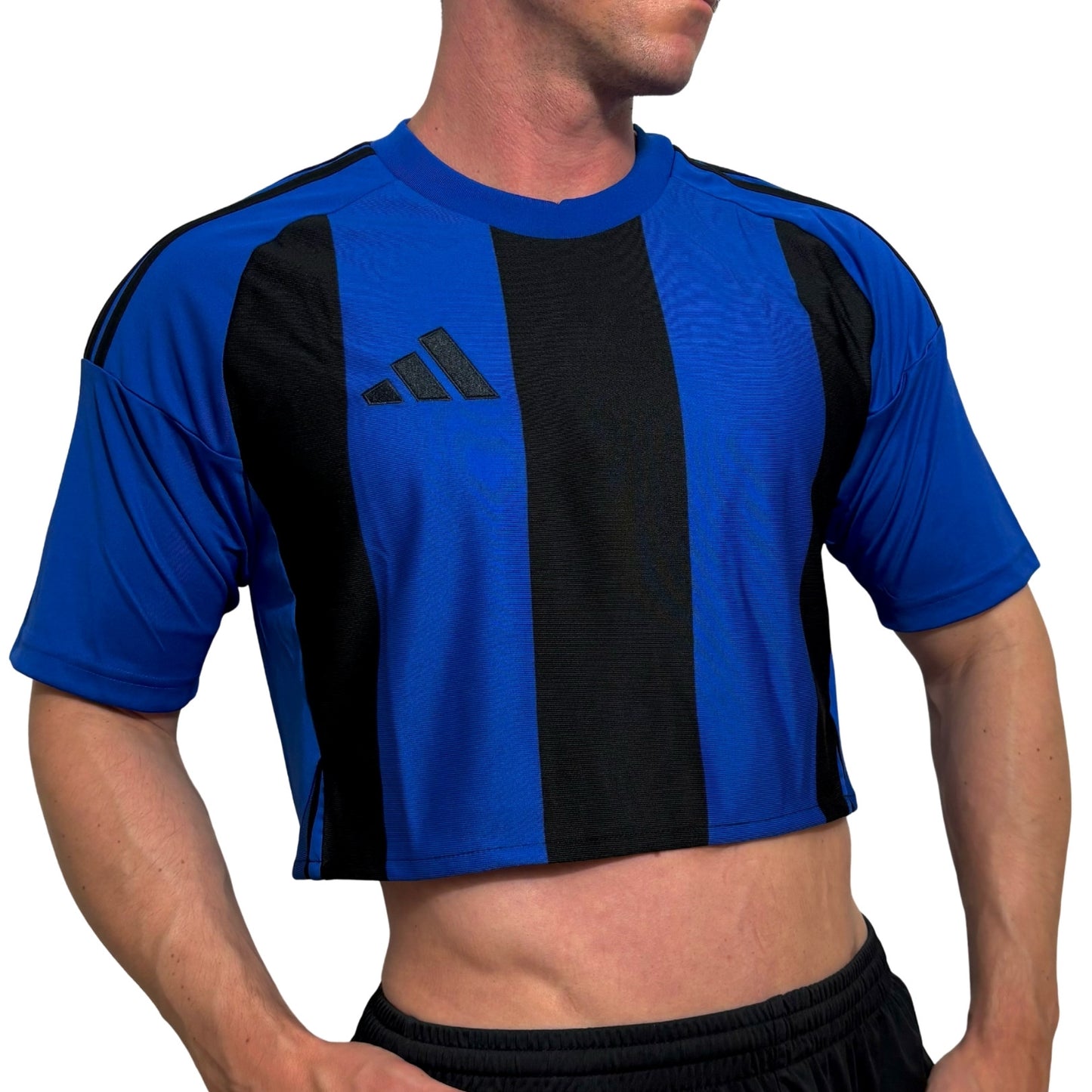 Adidas Blue\Black Stripe Crop Top