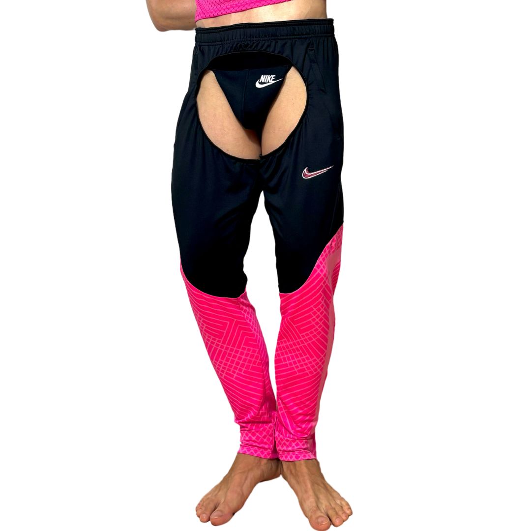 black and pink nike pants