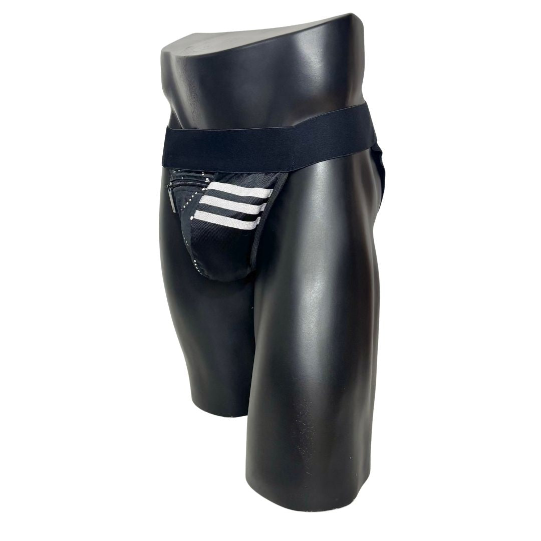 Adidas 3 Stripes All Over Logo Print Pocket Jockstrap/Thong 2.0