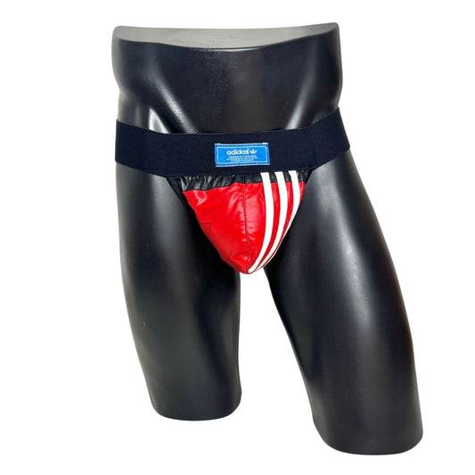 Adidas 3 Stripes Black/Red Nylon Jockstrap/Thong