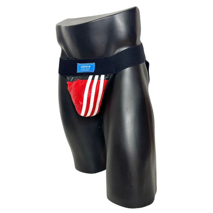 Adidas 3 Stripes Black/Red Nylon Jockstrap/Thong