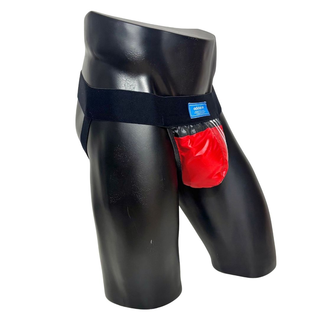 Adidas 3 Stripes Black/Red Nylon Jockstrap/Thong