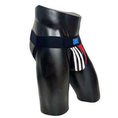 Adidas 3 Stripes Black/Red Nylon Pocket Jockstrap/Thong