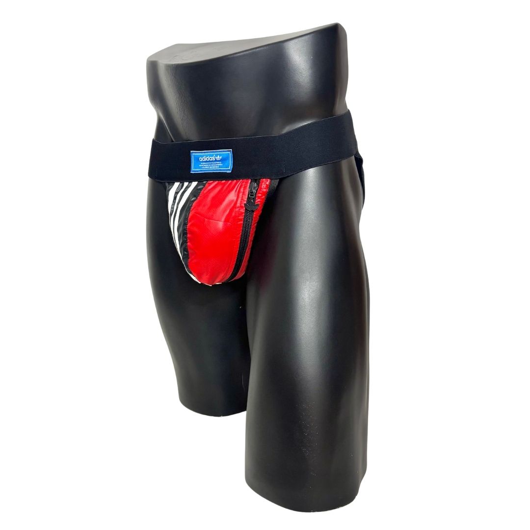 Adidas 3 Stripes Black/Red Nylon Pocket Jockstrap/Thong