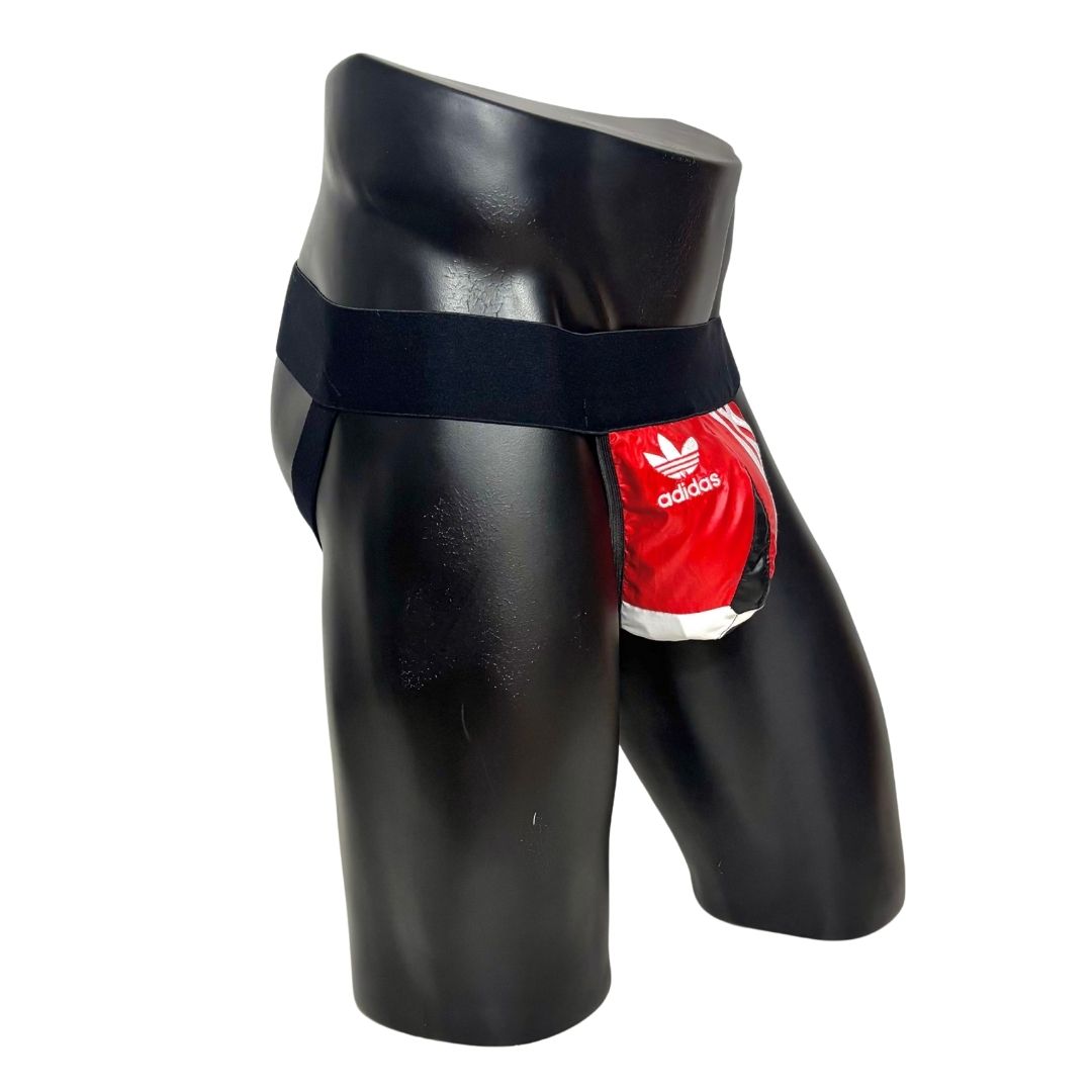Adidas 3 Stripes Orignals Logo Black/Red Nylon Jockstrap/Thong