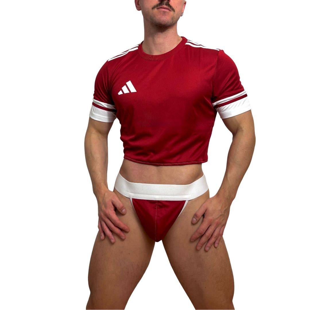 Adidas Neo Short Sleeve Red Crop Top Look