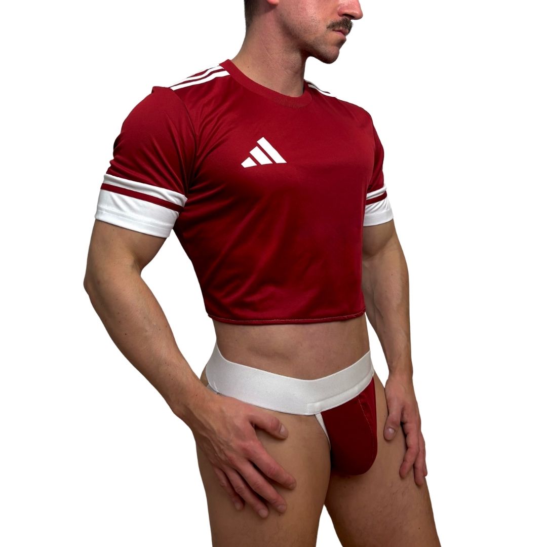 Adidas Neo Short Sleeve Red Crop Top Look