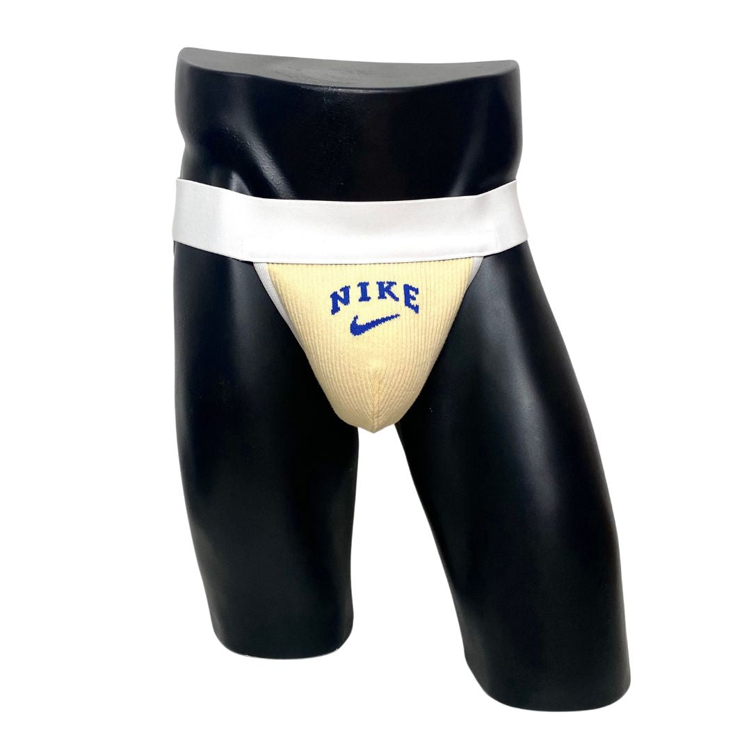 Nike Vintage Blue Swoosh Cream Socks Jockstrap/Thong